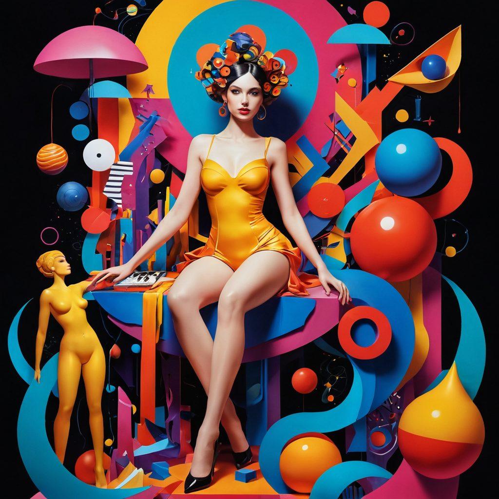 A captivating and artistic representation of adult-themed imagery showcasing the allure of exaggerated female figures. Incorporate vibrant colors and playful elements to reflect the entertainment aspect. Surround the central figure with abstract shapes and symbols representing various platforms, creating an immersive atmosphere. Infuse a sense of curiosity and intrigue in the composition. Recommend a super-realistic style with a hint of fantasy.